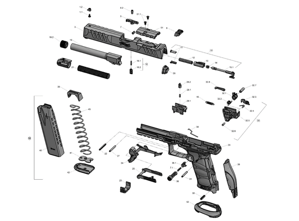 Walther PDP C & FS reservedeler Deler til Walther PDP Compact og FS