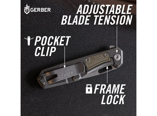 Gerber Minisada Green D2 stål Plain Edge blad